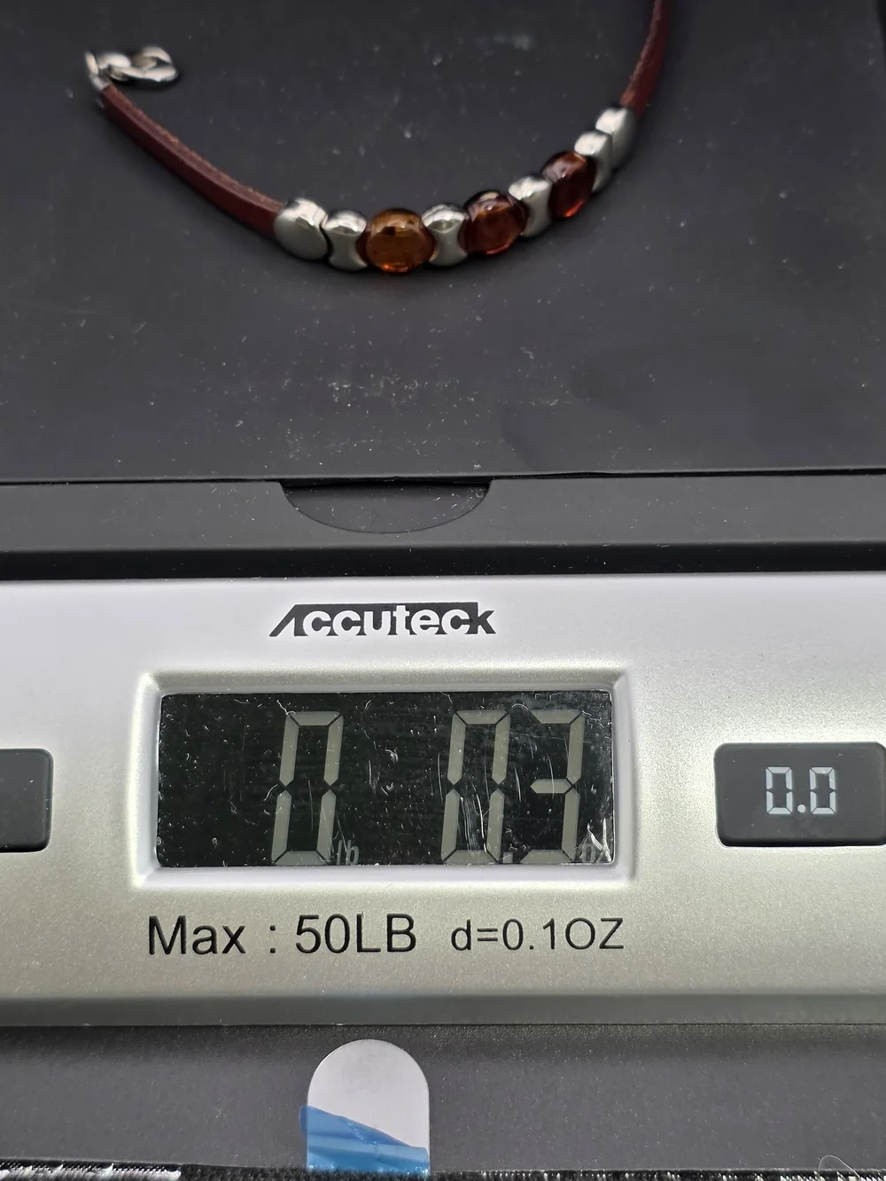 Italian Artisan Leather Bracelet with Amber Glass Cabochons